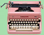 pink manual typewriter